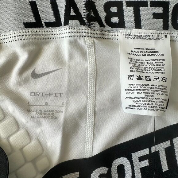 Nike Dri-Fit Softball Shorts Size L Womens Compression Training White AV6633-100 - Picture 4 of 4